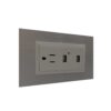 PLACA 3H INOX-Cobre + MARCO 3H NEGRO + TOMACORRIENTE DOBLE AMER 2P+E 72MM - Imagen 2